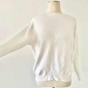 DIP Women's White High Boat Neck 3/4 Sleeve Cropped Knit Top Size XS Dolman